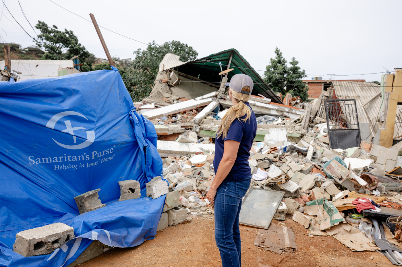 Kristy Graham looking at the devastation in Venezuela