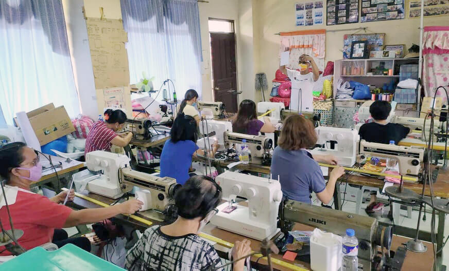 Seamstresses participation in a livelihood project in the Philippines