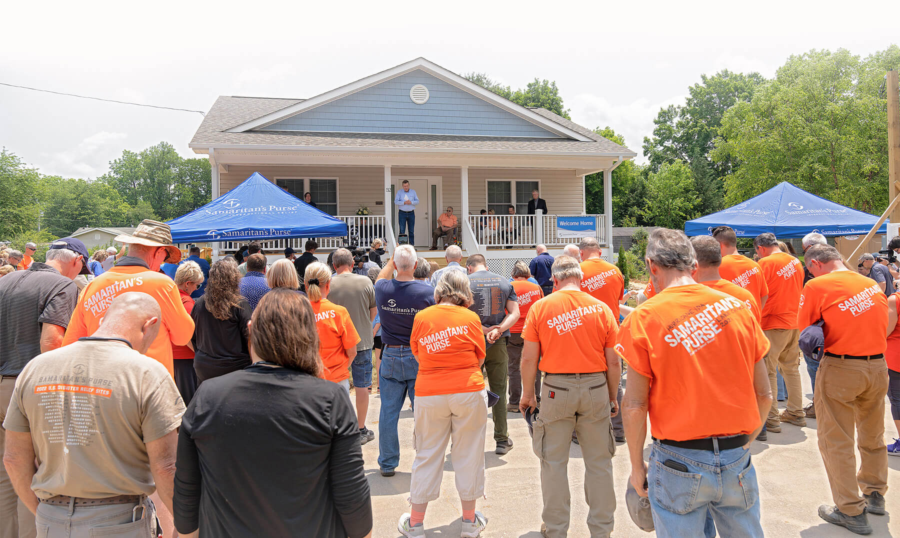 Samaritan's Purse staff and volunteers at a new home dedication.