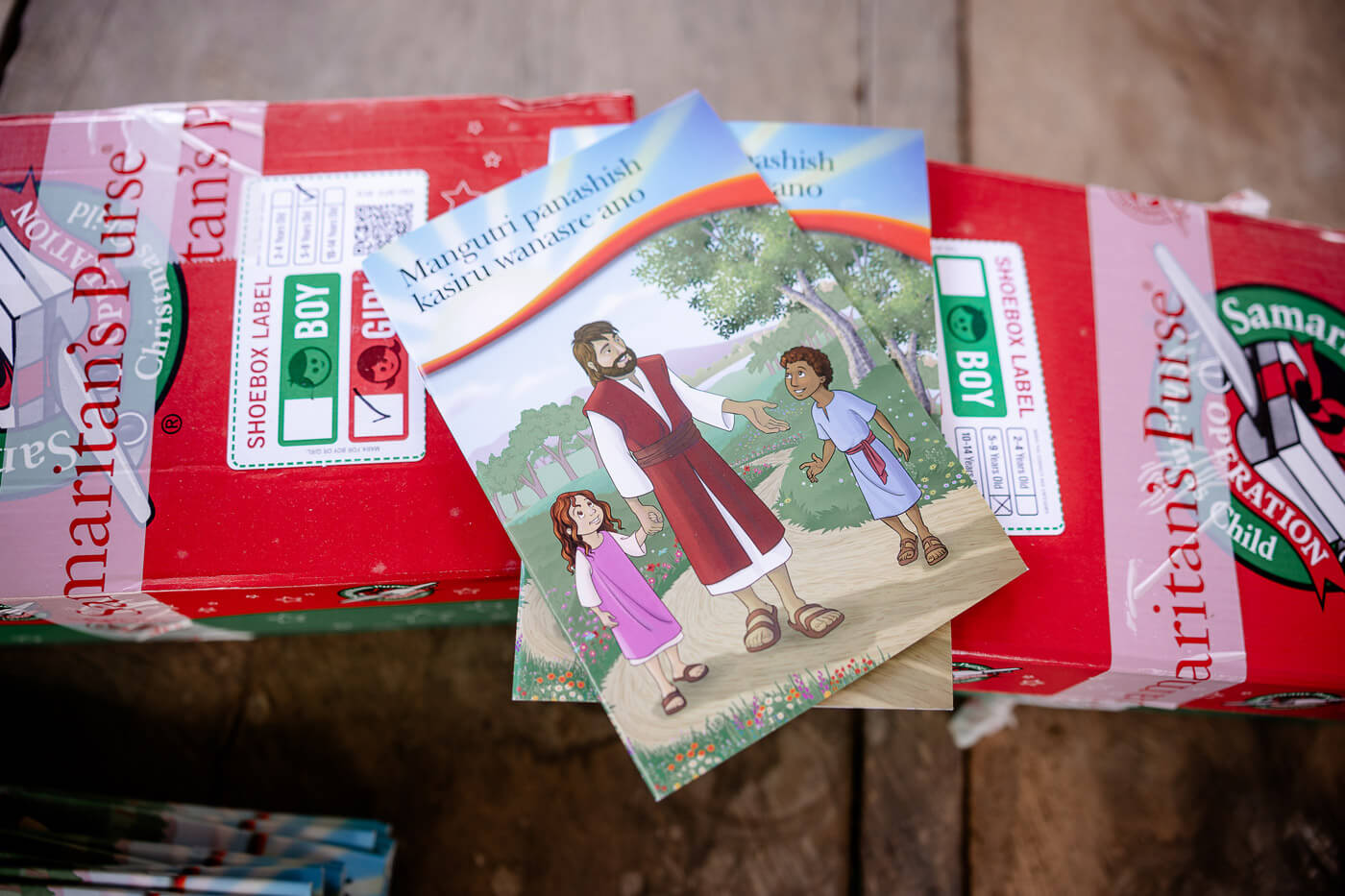 shoebox gifts and The Greatest Journey booklet