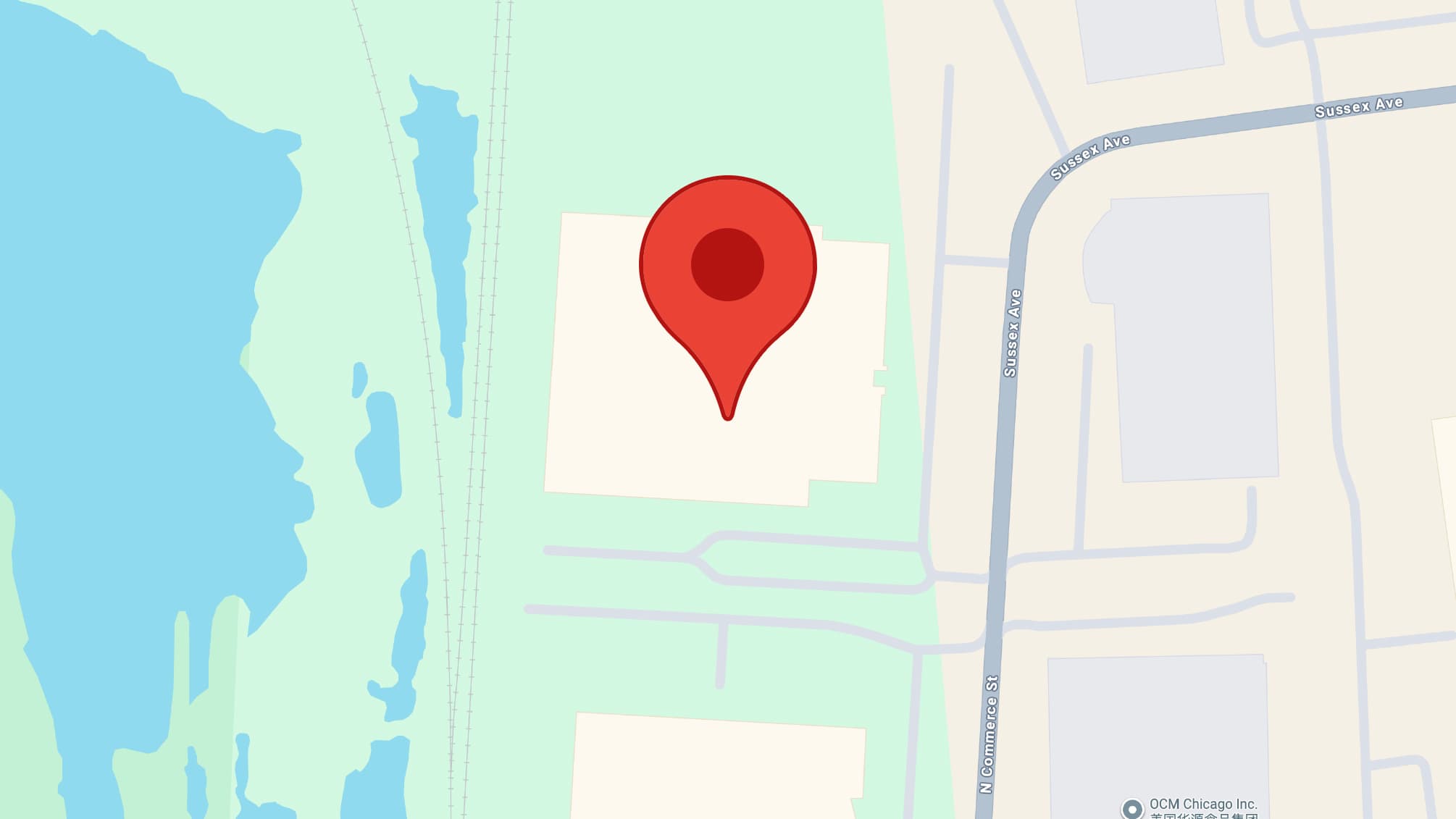 Map with a pin for Operation Christmas Child in Aurora, Illinois