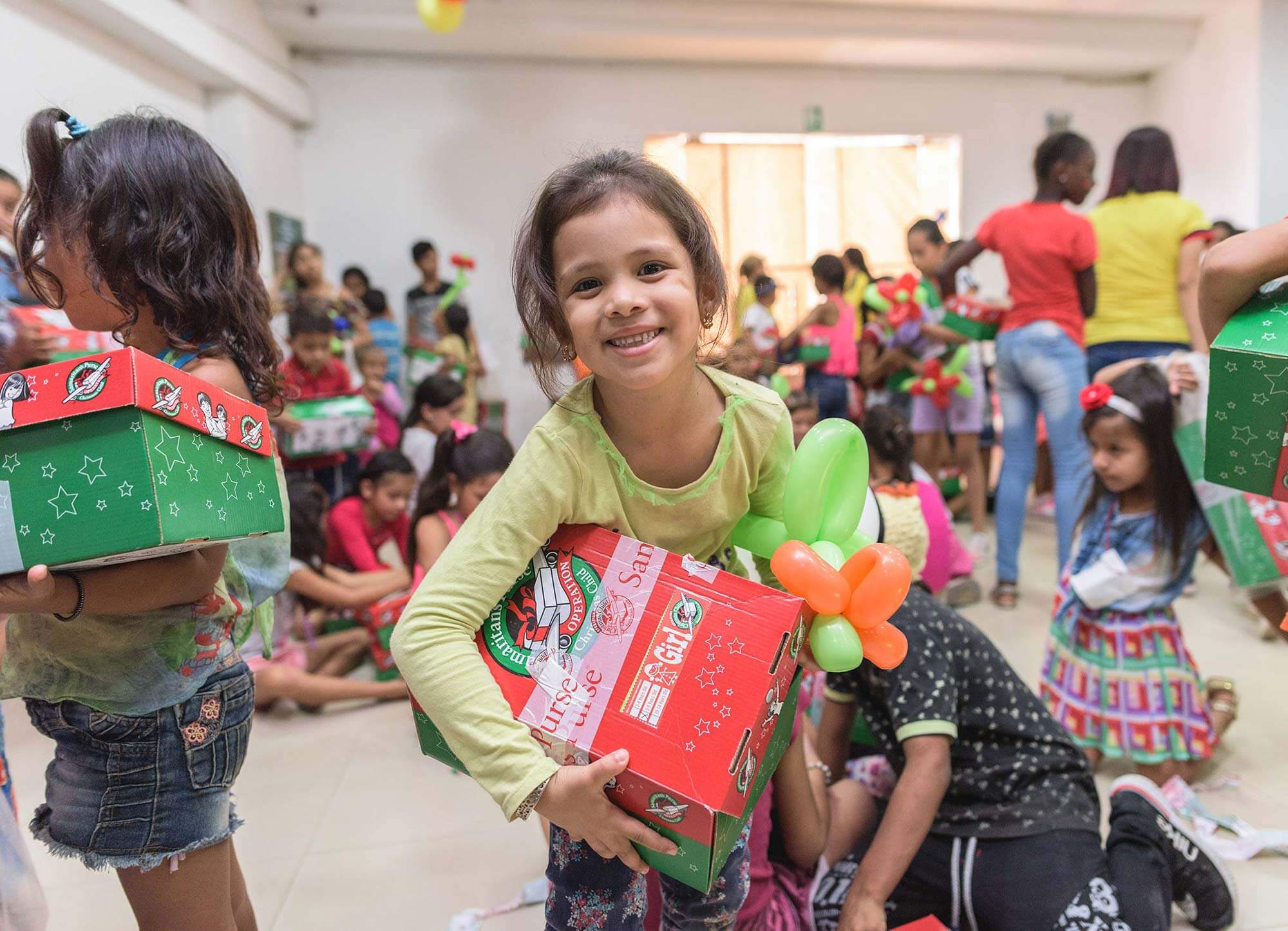 a girl with her shoebox