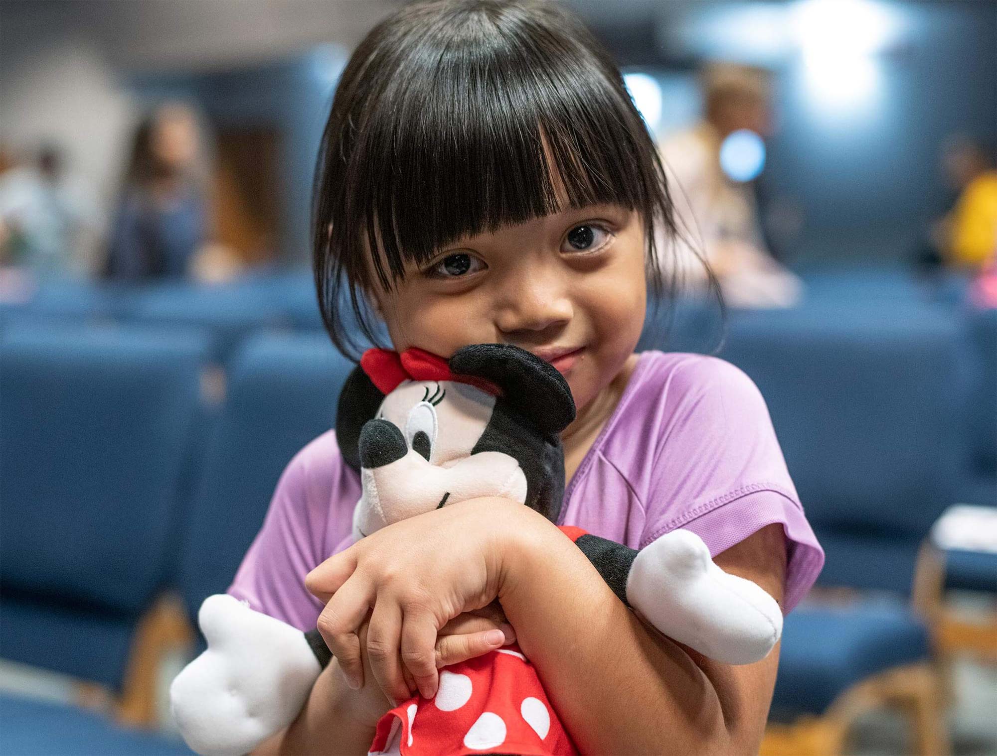 a girl with her favourite shoebox gift