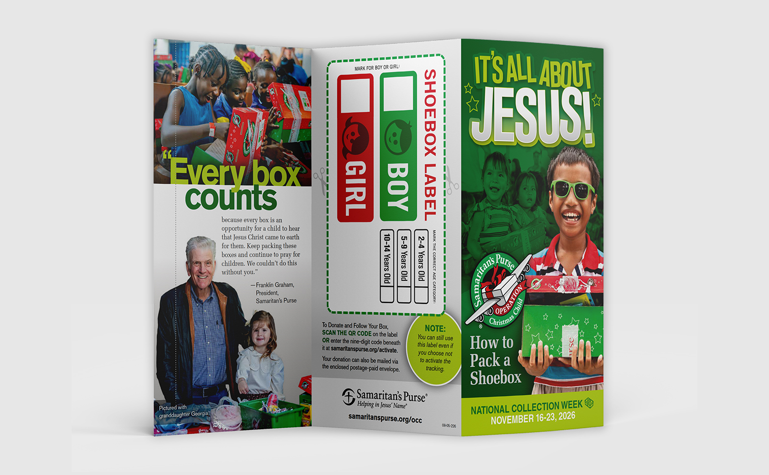How to Pack a Shoebox informational brochure for Operation Christmas Child