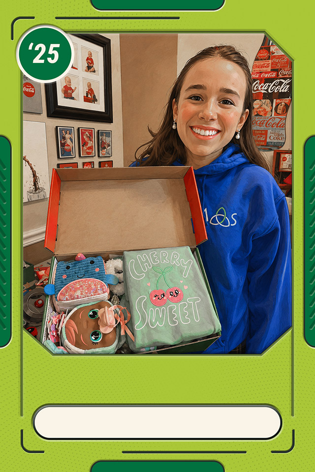 Trading card graphic with photo of Adryana