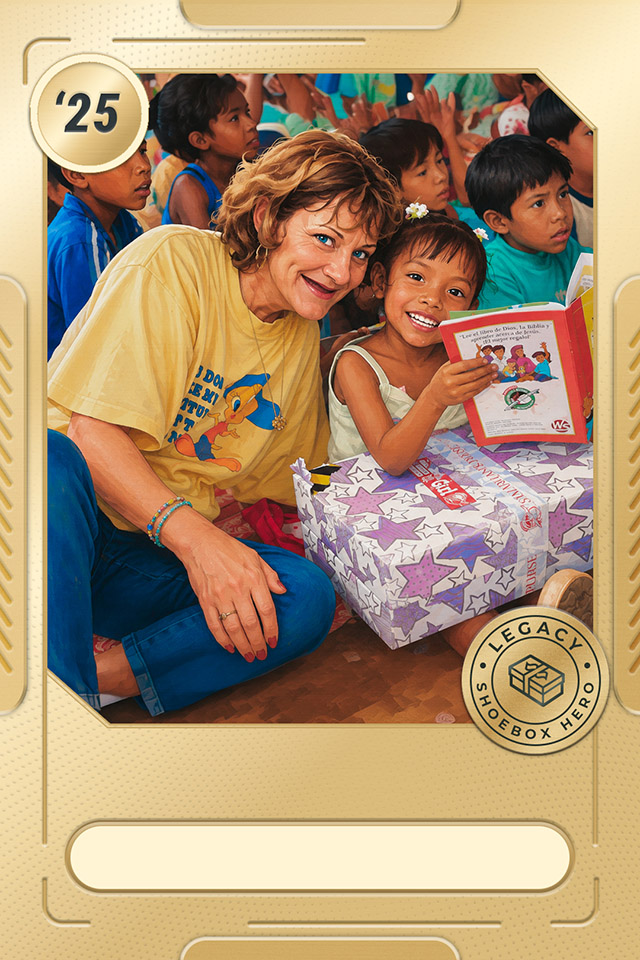 Trading card graphic with photo of Mary Damron