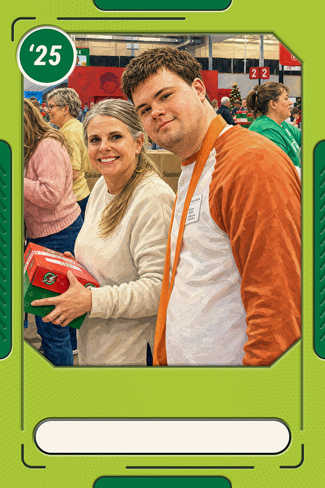 Trading card graphic with photo of Mason Mulligan