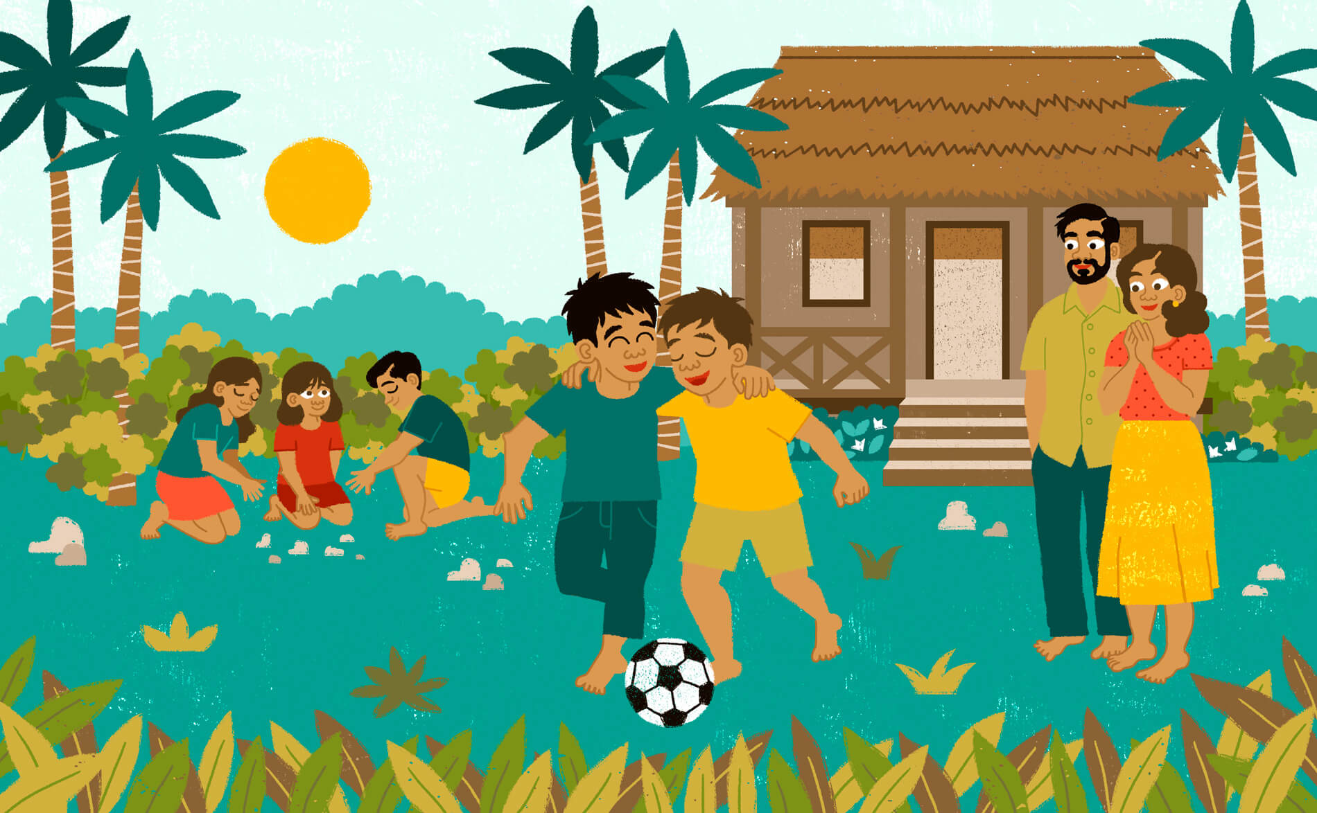 Children playing and getting along