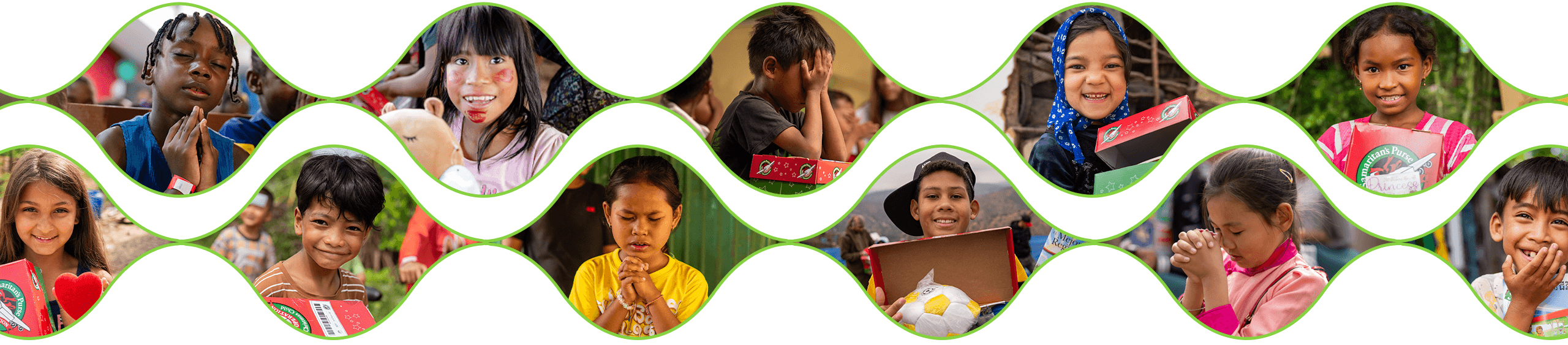 Children from around the world with Operation Christmas Child shoeboxes