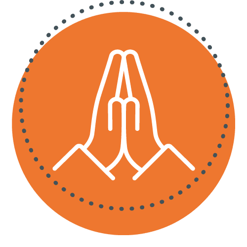Minimal icon of two hands pressed togeher in prayer