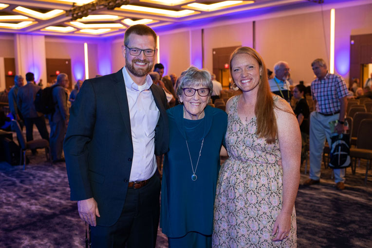 Dr. Kent Brantly and his wife Amber meet with long-time missionary, nurse, and friend of Samaritan's Purse Aileen Coleman.